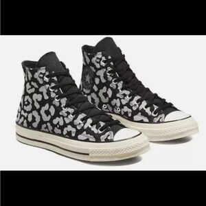NEW IN BOX Converse Chuck 70 High top Leopard Print - Black and Gray sz 10.5